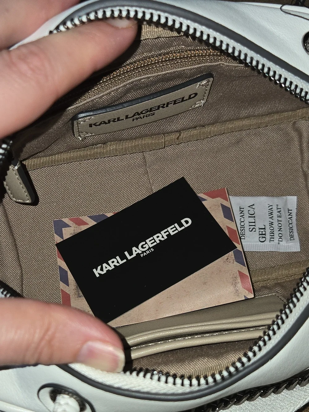 Karl Lagerfeld White Leather Dome Satchel with Strap